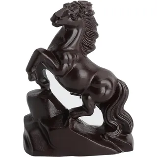 ZRUEWOT Pferd Deko aus Holz Pferd in Ebenholz - Handgeschnitzte 8 cm Pferde Statue im Stil Rotes Pferds und Feuerpferd, fürs Büro und als Chinesisches Neujahr 2026 Pferd
