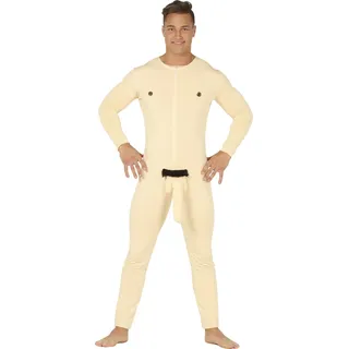 FIESTAS GUIRCA | Nacktkostüm für Herren (48-50/M) – Lustiger Overall mit Scherz-Accessoire – Witzige Verkleidung für Karneval, Junggesellenabschied, Mottoparty, Halloween, Spaß-Events – Beige