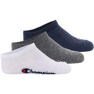 Champion Kinder Socken, 3er Pack - Sneaker Socken, Logo, einfarbig Blau/Weiß/Grau / 27-30