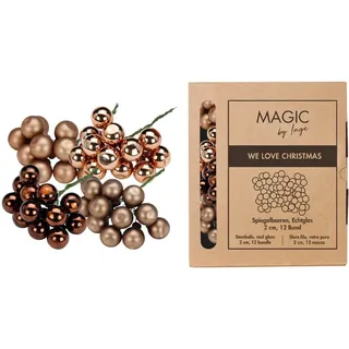 Weihnachtskugeln am Draht Glas 2cm x 144 Stück Spiegelbeeren in Kartonbox braun beige Elegant Lounge
