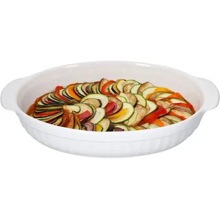 MamboCat Auflaufform mit Griffen oval weiß I Pasta Servierschale feuerfeste Ofenform Lasagne I Brotbackform 1,8l Keramik Bräter backofengeeignet I Antipastischale I Ofen Kasserolle Cazuela 36 cm