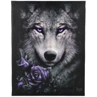 Figuren Shop GmbH Leinwand Kleine Leinwand - Wolf Roses - Wandbild Fantasy Bild Tierbild Dekorati bunt