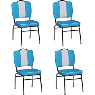 FineBuy, Stühle, Esszimmerstuhl 4er Set Kunstleder Blau