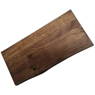 DM-Handel Waschtischplatte Eiche Holzplatte massiv (von 40 cm bis 120 cm Breit Waschtisch, Naturkant Waschbecken, Waschbeckenplatte Dunkel Braun), sehr Massiv 4 cm braun 60 cm x 4 cm x 50 cm