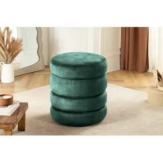 riess-ambiente Polsterhocker VOGUE 40cm grün - Samt, mit Stauraum, gepolstert, rund, retro (Einzelartikel, 1 St), Eleganter Sitzhocker - ideal f. Ankleide, Flur, Wohnzimmer & Garderobe grün