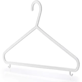 Hangerworld 10 Weiße Kleiderbügel aus hochwertigem Kunststoff mit Hosensteg und zwei Haken zum Aufhängen von Kleidungsstücken mit Schlaufen, Bügelbreite ca. 36 cm, ideal für Teenagerbekleidung, Hosen, Röcke, Cardigans, Pullover, Kleider und weitere Kleidungsstücke