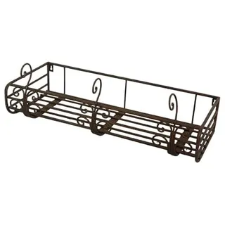 ecosoul Blumenkasten PASSIO-60 Metall Blumenwandkorb H/B/T 22/60/27 cm Eisen, dunkelrostfarben lackiert zur Befestigung an der Außenwand Wandhalterung länglich rechteckig
