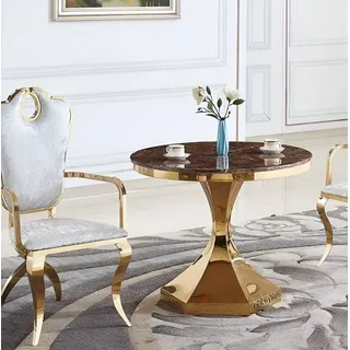 Xlmoebel Esstisch Luxus Esstisch aus Holz mit goldenen Edelstahlelementen (Esstisch, 1-St., Esstisch), Hergestellt in Europa goldfarben