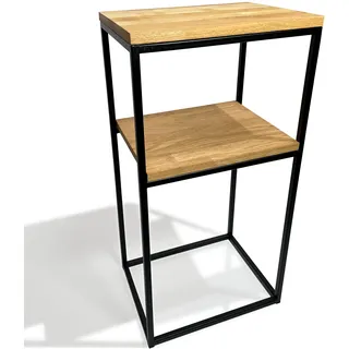 FLEXISTYLE Konsolentisch schwarz Metall Holz Eiche Industrial LOFT Design (40x80x30 Zwei Regale)