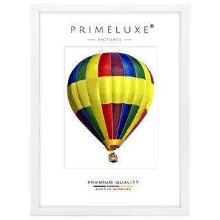 PrimeLuxe Holz Bilderrahmen 50 x 75 cm (Bildmaß) in Weiß matt | Farbe und Größe wählbar | Rahmen für Poster | Puzzle | Foto collage | MADE IN GERMANY