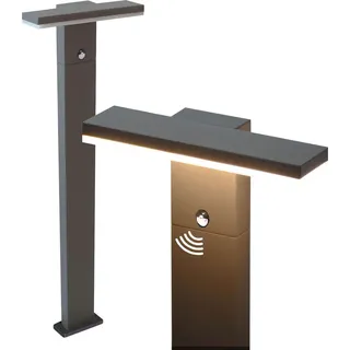 LED Standleuchte mit Bewegungsmelder Pollerleuchte Wegeleuchte 10W - 78cm hoch - warmweiß - Anthrazit 17504-800 - Grau