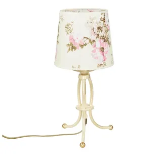 Licht-Erlebnisse Nachttischlampe CRINE, ohne Leuchtmittel, Tischleuchte Shabby Chic 42cm Blumen rosa|weiß