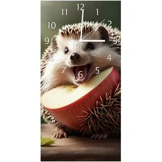 Wallario Wanduhr Lustiger Igel (Glasuhr) 30 cm x 60 cm