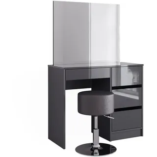 Vicco Schminktisch Sherry Anthrazit Hochglanz 90 x 75 cm Spiegel Hocker