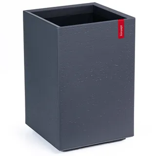 KONZEPT Großer und hoch Pflanzkübel auf Rollen, 40x40x60 cm, für innen und außen, quadratisch, anthrazit in Beton-Optik, aus Kunststoff, mobil – ideal für Garten, Terrasse, Balkon und Wohnräume