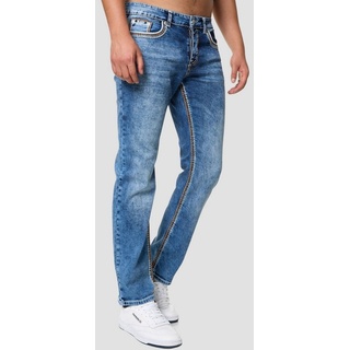 John Kayna Slim-fit-Jeans Herren Jeans Hose Slim Fit Männer Regular Denim Designerjeans 5181C (Jeanshose Designerjeans Bootcut, 1-tlg) Freizeit Business Casual blau 33