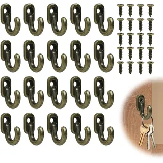 Kleine Haken zum Schrauben Bronze 20 Stück, Schraubhaken Klein Mini Haken zum Schrauben Deko-Haken Wandhaken zum Schrauben Haken für Schlüsselbrett Schlüssel Haken für Tür, Küche, Flur, Büro