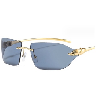 Juoungle Sonnenbrille Retro Mode Rahmenlose Sonnenbrille für Damen Herren grau