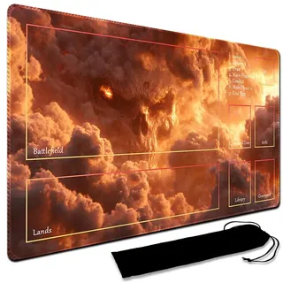 MTG Spielmatte, mit Lagerung Schwarze Tasche Szie 60 x 35CM, mit Zone MTG Spielmatte genähte Kanten Mat Trading Card Game Playmats Maus Pad Glatte Gummioberfläche TCG (with Zone,14)