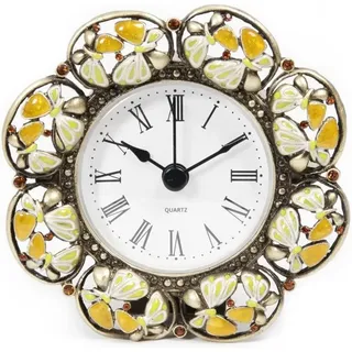 Vintage-mini-tischuhr Mit Blumenmuster, Batteriebetriebene Metalluhr Für Nachttisch, Wohnzimmer, Büro