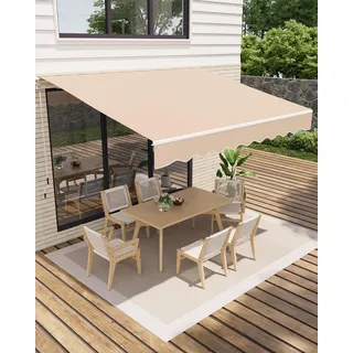 GarveeHome Gelenkarmmarkise 400 x 250 cm, UV50+ & wasserabweisend, mit Kurbel & Wandhalterung Länge + Winkel einstellbar, Markise für Terrasse & Balkon, Sonnenschutz Balkonmarkise Gelenkmarkise