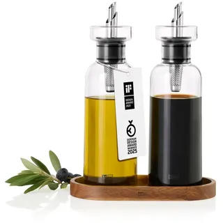 AdHoc AromaPour Öl- und Essigspender Set 300 ml 3-tlg. Edelstahl und Glas