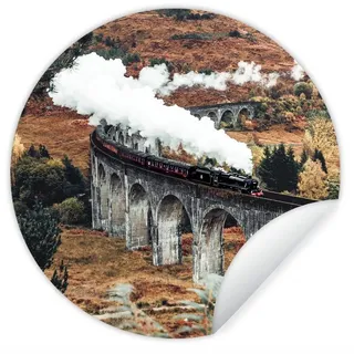 MuchoWow Wandsticker Zug - Natur - Herbst - Architektur (1 St), Wanddeko Wohnzimmer Schlafzimmer Wandverkleidung, 50x50 cm bunt 50 cm x 50 cm x 0.1 cm