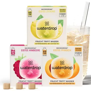 Waterdrop Eistee Mix 36 Würfel Pfirsich Zitrone Himbeere Zuckerfrei
