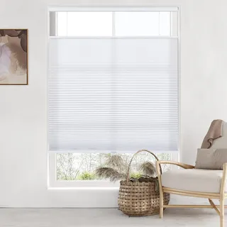 LazBlinds Top Down Bottom Up (TDBU) schnurlose Zellular-Sonnenschutz, Lichtfilterung, Waben-Sonnenschutz, Wärmedämmung, Geräuschreduzierung, Jalousien für Fenster, 58,4 cm B x 121,9 cm H, Weiß