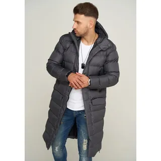 SOULSTAR Herren Parka mit Kapuze als Winterjacke - Langer Steppmantel S2JURGA Herren warmer Wintermantel Steppjacke Pufferjacke - Dunkelgrau - M