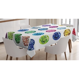 Abakuhaus Tischdecke Farbfest Waschbar Für den Außen Bereich geeignet Klare Farben, Bunt Oval Diamanten Smaragd bunt 140 cm x 170 cm