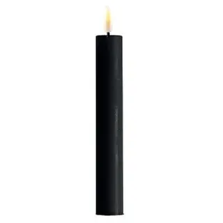 Deluxe Homeart LED 2er Set Stabkerze Real Flame, 15 cm, Ø 2,2 cm, 2er Set, schwarz