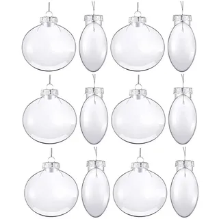 TOVINANNA Kugeln Weihnachtsbaum Kunststoff 20 Stück Durchsichtige Befüllbare Kugeln Ornamente Flache Weihnachtskugeln Dekoration 8 cm Christbaumkugeln Anhänger Für Weihnachten Hochzeit Party