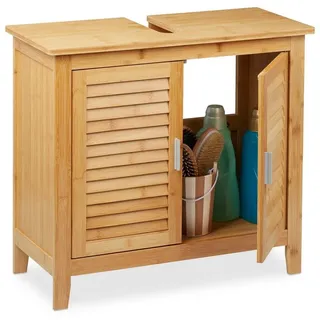relaxdays Waschbeckenunterschrank Bambus braun