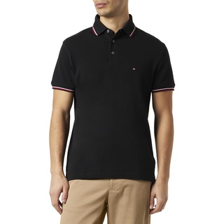 Tommy Hilfiger Herren Poloshirt Kurzarm 1985 Rwb Tipped Slim Polo Slim Fit, Schwarz (Black), M