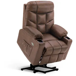 MCombo Relaxsessel 7286 Mikrofaser 72 x 71 x 70 cm Braun elektrisch mit Aufstehhilfe
