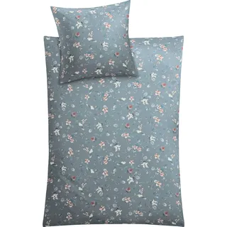 KLEINE WOLKE Florina Floral Baumwolle Hellblau 155 x 220 cm + 2 x 80 x 80 cm