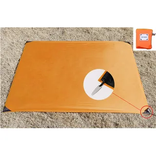 X-Labor Ultraleicht Mini Picknickdecke Stranddecke wasserdichte sandabweisende wärmeisoliert kompakt Nylon Tragbare Camingmatte Pocket Blanket orange 110x150 cm