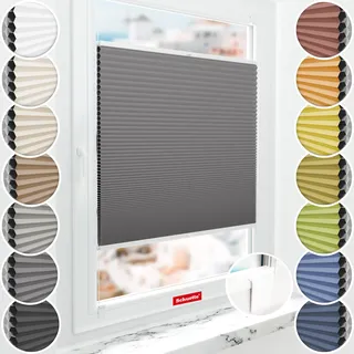 Schuette® Wabenplissee ohne Bohren zum Kleben ● Blackout x Honey ● Twilight Tango (Grau) ● 110x120cm (Breite x Höhe) ● Suprafix Klebehalter & Schraubhalter 2in1 ● Bequeme Montage