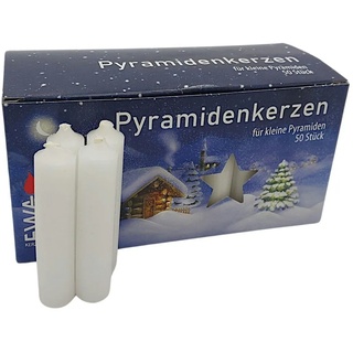 50 Pyramidenkerzen weiß 14x70mm Weihnachtskerze Adventskerze Weihnachtspyramide Weiß