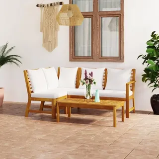 vidaXL Garten-Lounge-Set natur/creme