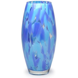 Cá d'Oro Glasvase, blaues Konfetti, mundgeblasen, Murano-Stil, Kunstglas für Blumen und Dekoration, Modell Oliva G