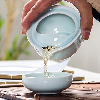 HELLOYOUNG Hochwertiges, Elegantes Gaiwan, Celadon 3D-Karpfen-Kung-Fu-Teeset Mit 1 Teekanne, 1 Teetasse, wunderschönem und einfachem Teekannenkessel. (03)