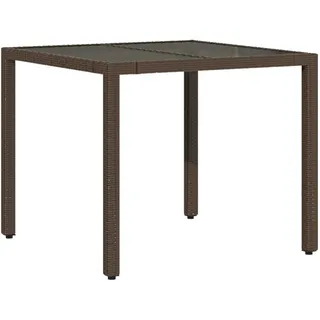 vidaXL Gartentisch mit Glasplatte 90 x 90 x 75 cm Braun