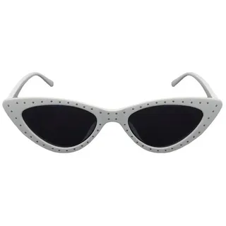 Rennec Sonnenbrille (Damen Cateye Festival Brille mit Brillenbeutel) schmale Katzenaugen Brille mit getönten Gläsern und Strass weiß