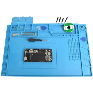 Luckwaii Lötmatte Arbeitsmatte Silikon 500°C Hitzebeständige 45x30cm Blau | Verdickte Magnetmatte Anti Static Soldering Mat Arbeitsmatte Werkstatt Reparatur Matte für Elektronik Löten Telefon iPad Uhre