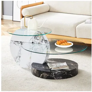 ANYSUN Couchtisch gehärteter Glas-Couchtisch, Wohnzimmertisch Modern (mehrschichtiges Design, Büro Beistelltisch), Beistelltisch Set Loft Design Wohnzimmertisch schwarz