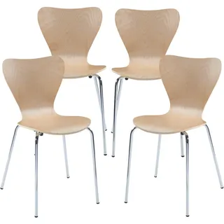 [en.casa] Esszimmerstuhl Essunga Holz/Metall beige 4er Set