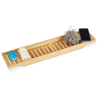 relaxdays Badewannenablage Bambus braun
