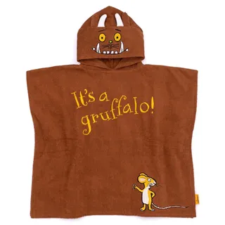 Gruffalo The Handtuchponcho Kinder Kleinkinder | Mädchen Jungen Woodlands Maus Tierbuch Geschichte Bad Bademode Strandtuch | Braune Charakterkapuze mit 3D-Hörnern
